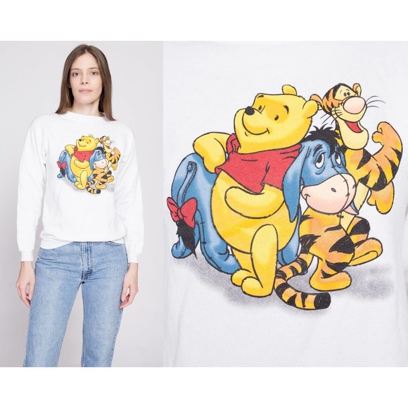 90s Winnie The Pooh &‎ Friends Sweatshirt - Extra Small | Vintage Crewneck - Picture 1 of 8